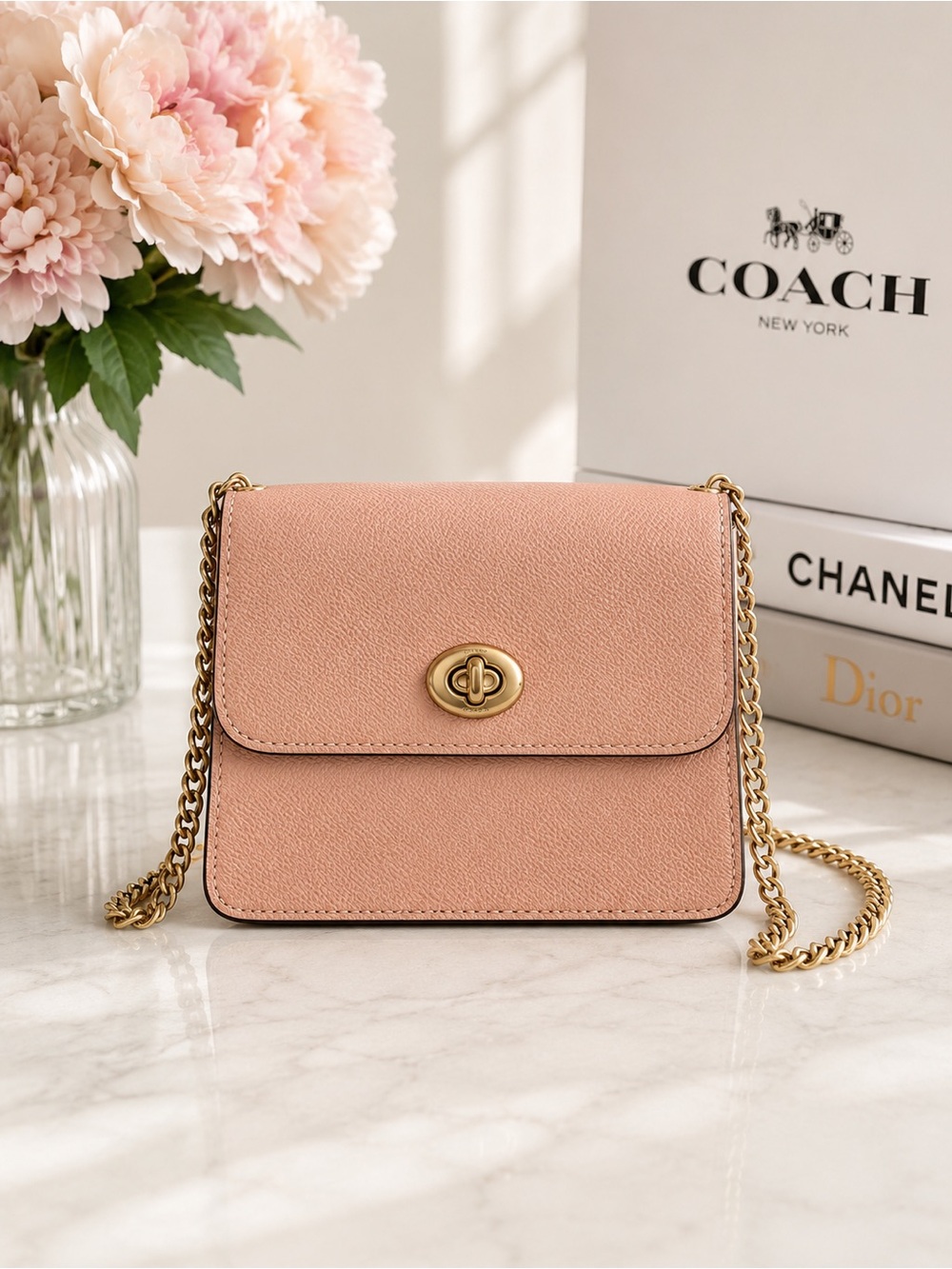 Coach Bowery Pebbled Leather Crossbody Bag in Blush